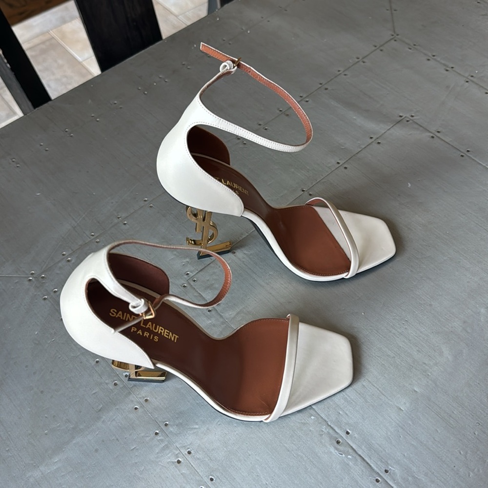 YSL Opyum sandal yves saint laurent stiletto beige gold pump 110mm sz 39.5 - Picture 3 of 13